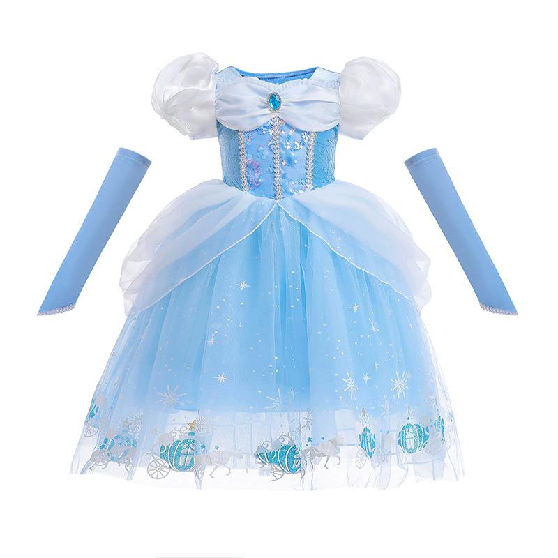 2-10Y Girls Princess Cosplay Aurora Cinderella Mermaid Dress Kids Costume Fancy Clothes Birthday Carnival Party Ball Gown