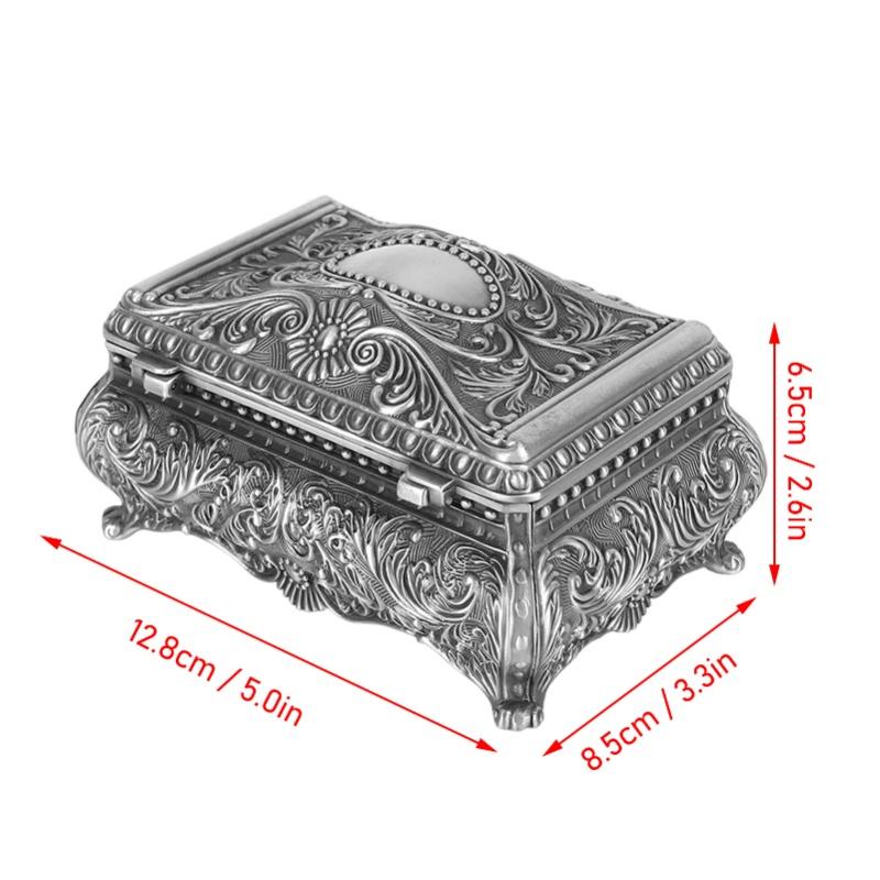 Metal Jewelry Box Rectangular Trinket Storage Box Vintage Jewelry Box For Women Girls Birthday Christmas Bronze