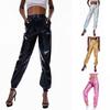 Womens Metallic Shiny Jogger Pants Casual High Waisted Harem Pant Holographic Color Hip Hop Trousers Streetwear