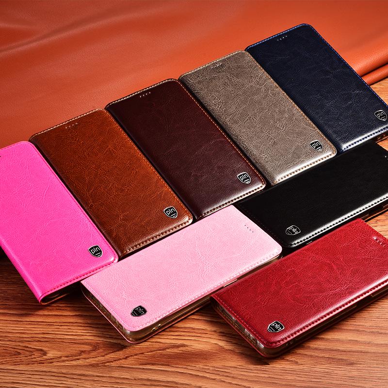 Samsung A23/A24/A30/A31 Genuine Leather Flip Case - Crazy Horse Protective Cover.