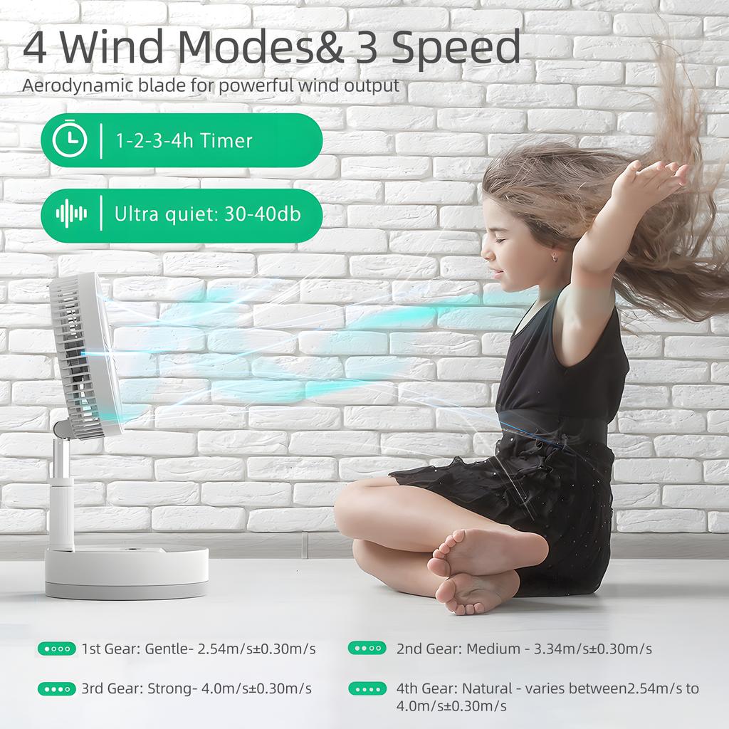 9-дюймовый портативный вентилятор на подставке, аккумулятор 10800 мАч, перезаряжаемый постоянный вентилятор типа C со светодиодной подсветкой