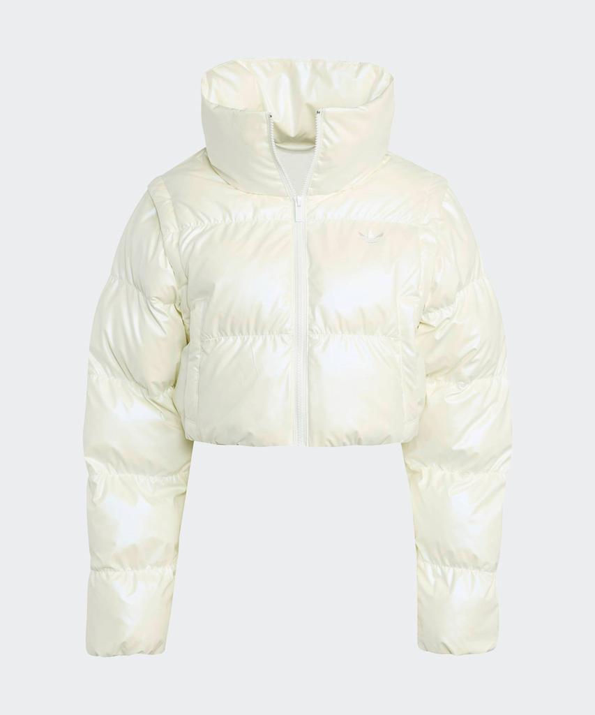 ADIDAS Glossy Two-In-One Crop Puffer - White / Jx2990