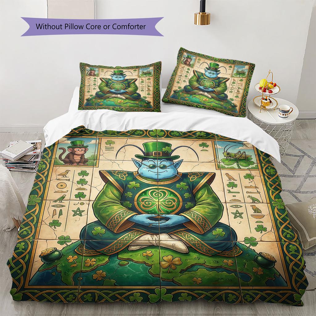 Amazing Egyptian mural Pattern Bedding Quilt Set Quilt Cover Pillowcase Home Decoration Birthday Gift (1 * duvet cover + 2 * pillowcase, without core)