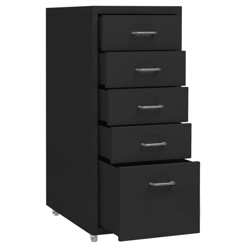 Filing Cabinet with Casters Black 28 x 41 x 69 cm Metal