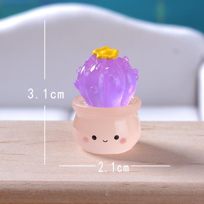 Figurines Miniatures Cute Luminous Succulent Cactus Micro Landscape Ornaments for Home Decorations Car Room Decor Accessories