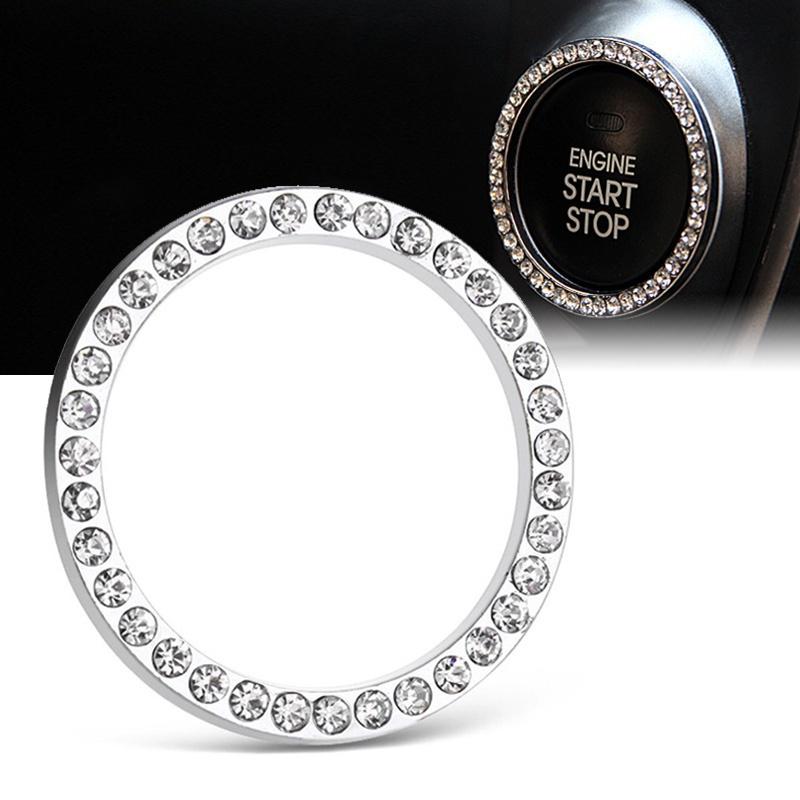 2 шт., металлические стразы, кнопка запуска двигателя автомобиля, кольцо, наклейка, украшение