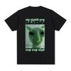 2025 Funny Alien Cat Dank Meme T-shirt Men's Women Fashion Vintage T-shirts Casual Cotton Short Sleeve T Shirts Streetwear