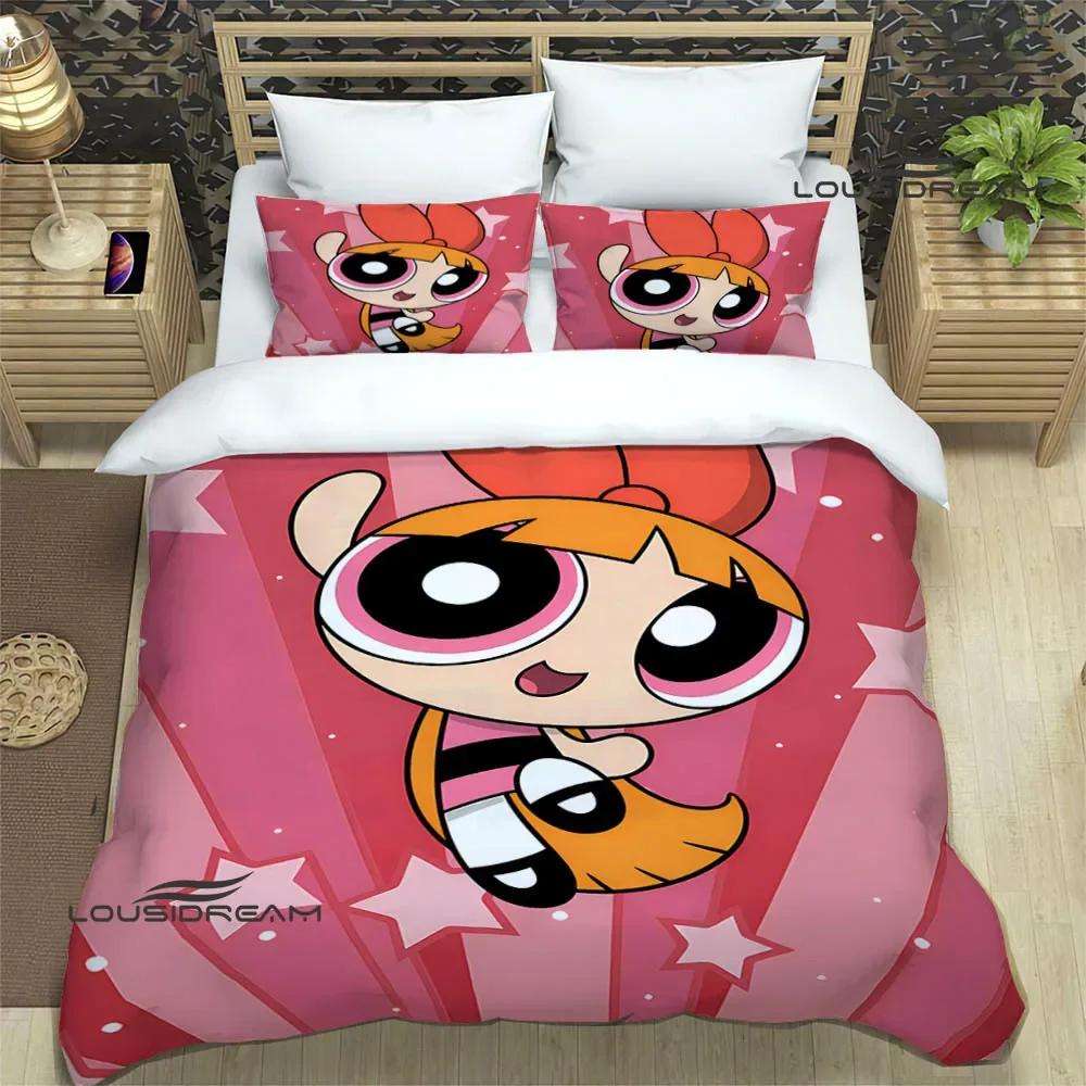 3D Мультяшные комплекты постельного белья P-Powerpuff-Girls изысканный набор постельных принадлежностей пододеяльник набор одеяло комплект постельного белья роскошный подарок на день рождения