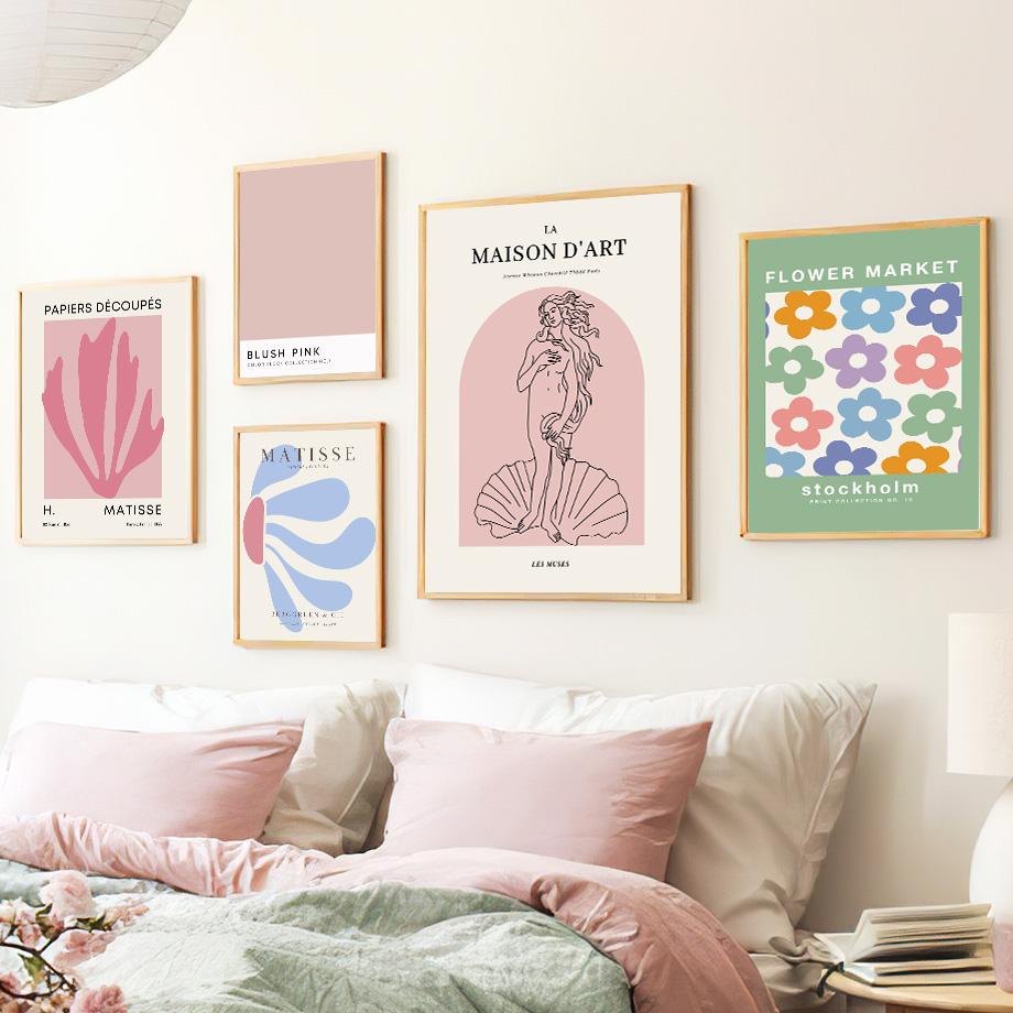 Абстрактная линия Анри Матисс Цветочный рынок Закат Wall Art Холст Картина Плакаты и принты Настенные картины для декора гостиной