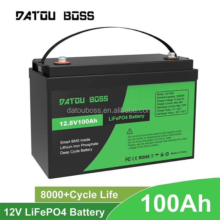 Datouboss 12V 100AH  Lifepo4 Batterie Solaire Lithium Battery Pack Storage for  RV/ Solar System/Trolling Motor/camper