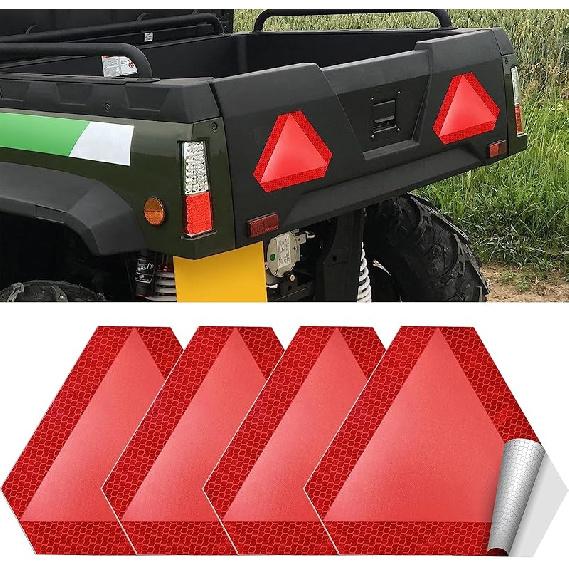 Slow Moving Vehicle Sign 2 Pack,7"X8" Diamond Grade Reflective Sticker,Car Safety Sticker And Decal,SMV Sign For Golf Cart(Red,2Pack)