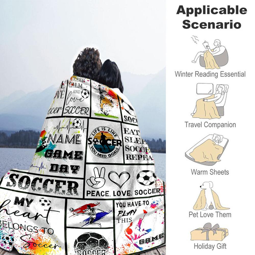 Football Fans Customize Your Name Blanket Throw Personalized Blanket Ultra-Soft for Office Chair Nap Seaside All-Season Use