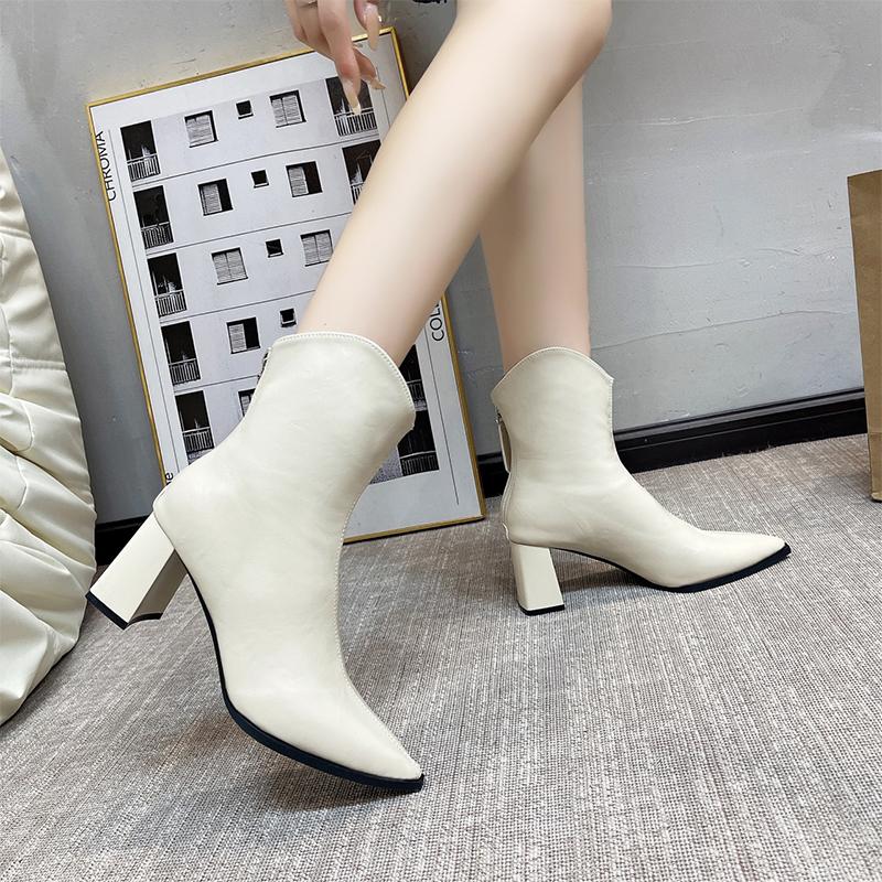 Модные женские ботильоны на высоком каблуке с острым носком, элегантные зимние туфли для вечеринок, женские зимние сапоги 2024 года, сексуальные женские туфли-лодочки