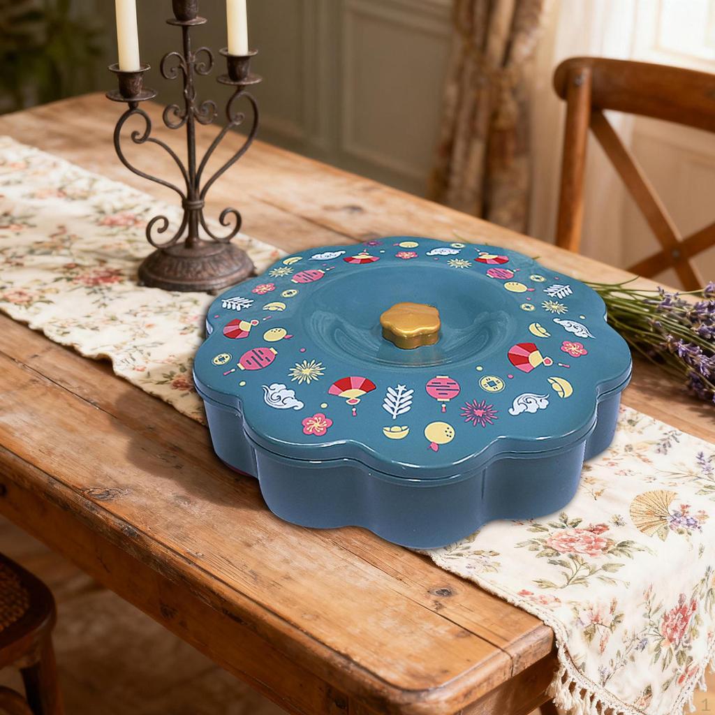 Разделенный поднос для сервировки Китайская традиционная коробка для закусок Подставка для фруктов Блюдо для кухни