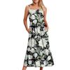 Women's Long Beach Casual Elegant Spaghetti Strap Maxi Dress Stitching Low-key Flowing Bohemian Dress