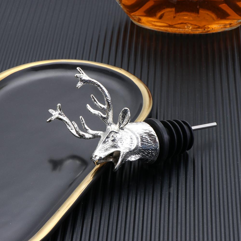 Deer Head Wine Pourer Bottle Stoppers Zinc Alloy Bar Tools Wedding Party Drinks Wine Aerators Kitchen Tool Accessories 7