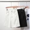 Plus Size Women Shorts Pants Summer Loose Harem Jeans Short Basic High Waist Solid Pants White Elastic Waist