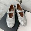 Stylish Studded Crystal Women's Mary Jane Fashion Flat Shoes Casual Soft Leather Comfortable Women  Shoes