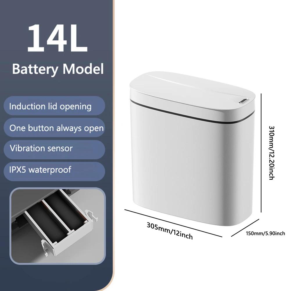 Smart Trash Can Automatic Sensor Garbage Can 14L For Bathroom Kitchen Toilet Garbage Waterproof Trash Bin Garbage Tin Smart Home