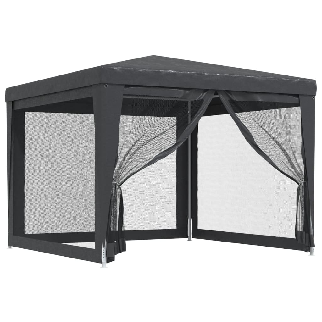 3x3 m Party Tent with 4 Mesh Side Walls Anthracite HDPE