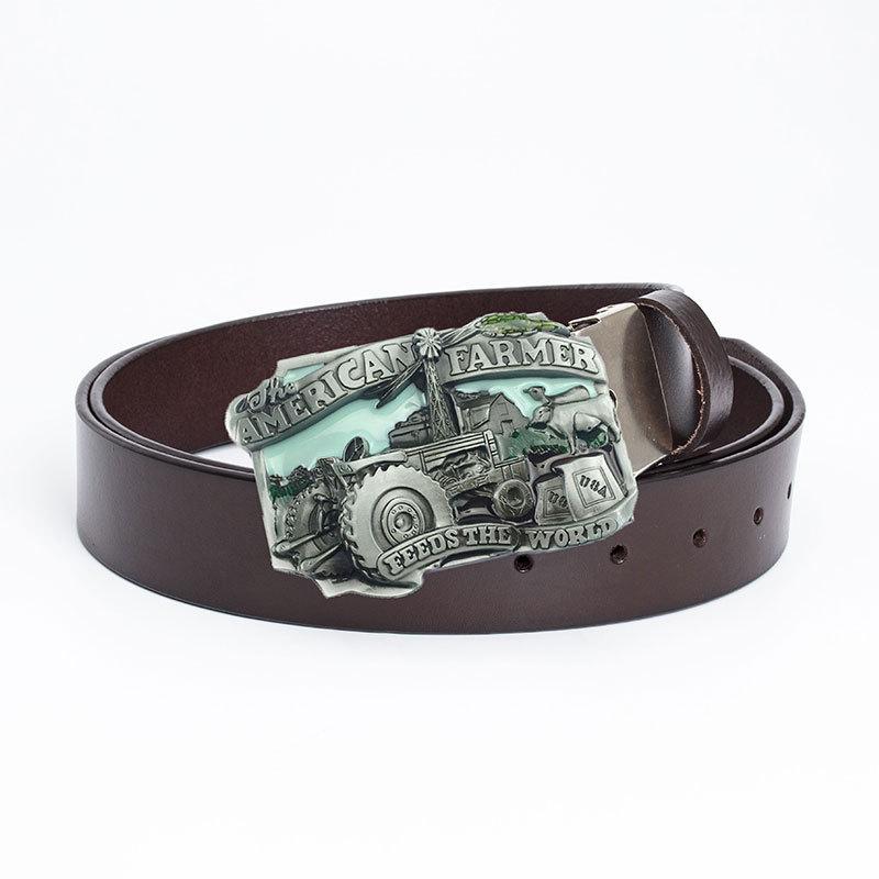 American Farm Personalized Belt Buckle Agricultural Tractor Leather Buckle Primary Color Glazed Plate Buckle