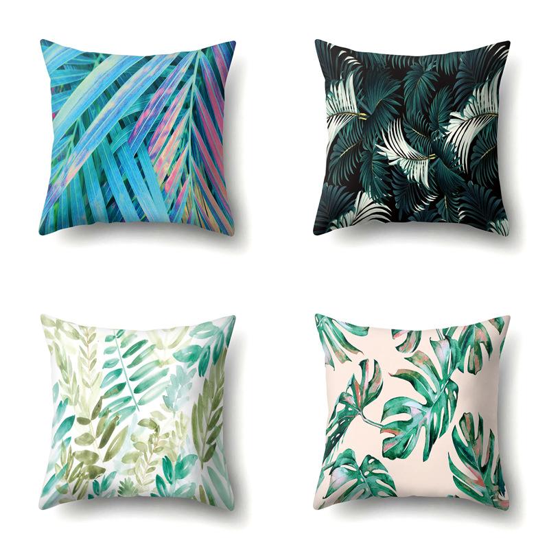 Полиэстеровая наволочка Скандинавский растительный стиль Принт с цветами Бархатная наволочка из персиковой кожи