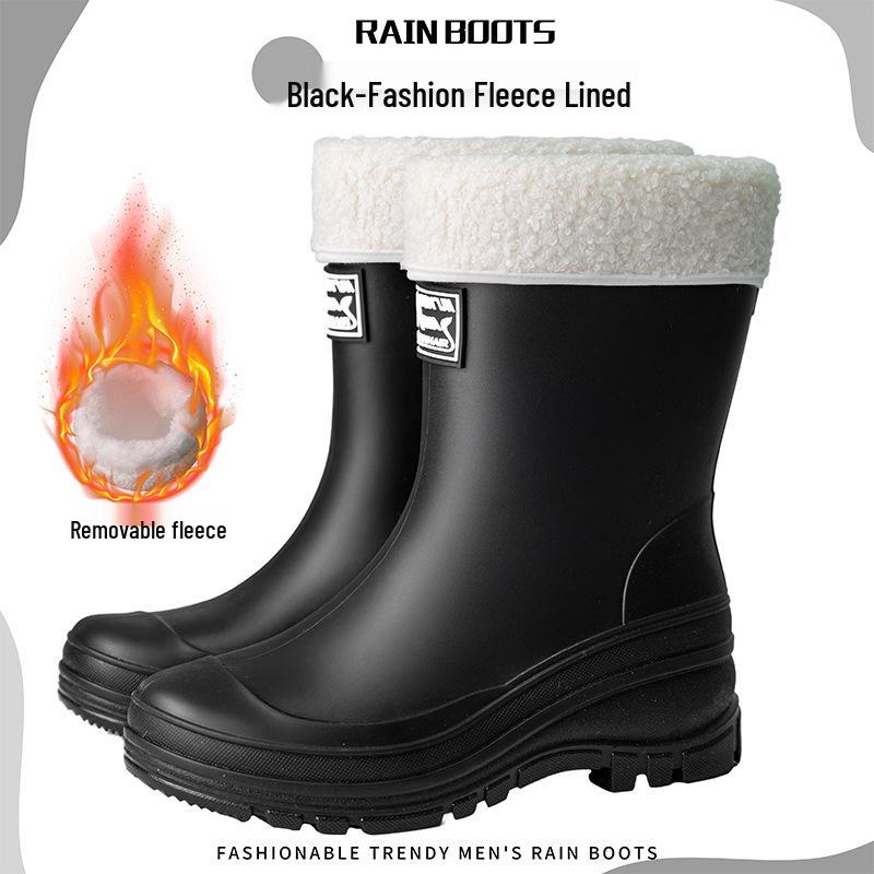 Женские водонепроницаемые резиновые сапоги до середины икры с бархатной подкладкой: Кулиска, Износостойкий, Нескользящая резина для трансграничной моды