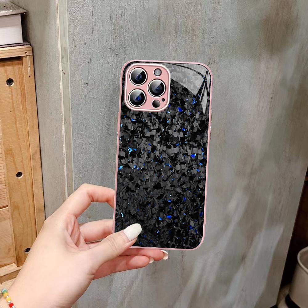 Чехлы из кованого карбона Закаленное стекло Для iPhone 14 13 12 11 Pro Mini XS MAX 14Plus X XS XR Чехлы