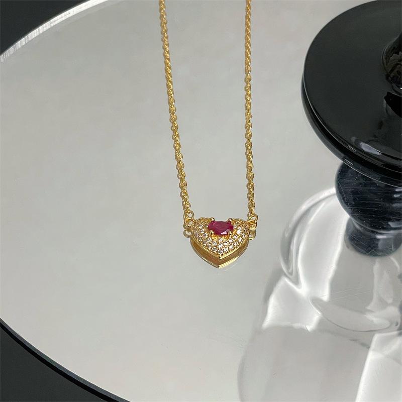 Ожерелье из циркона цвета «Кровь голубя» Treasure Love, простое, роскошное, цепочка для ключицы, нишевый дизайн, высококачественный кулон