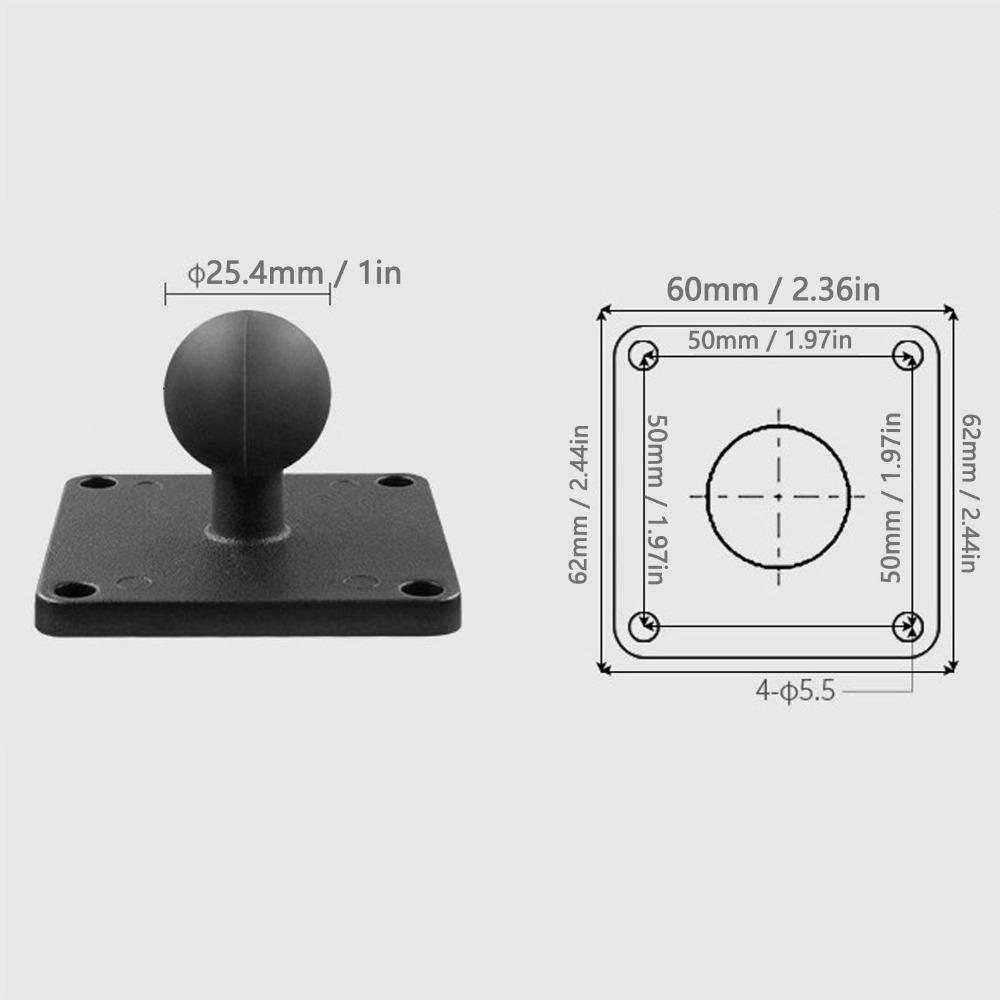 Rubber Ball Mount Base Aluminum Alloy AMPS Square Plate Durable Ball Mount Adapter Plate  for Cars