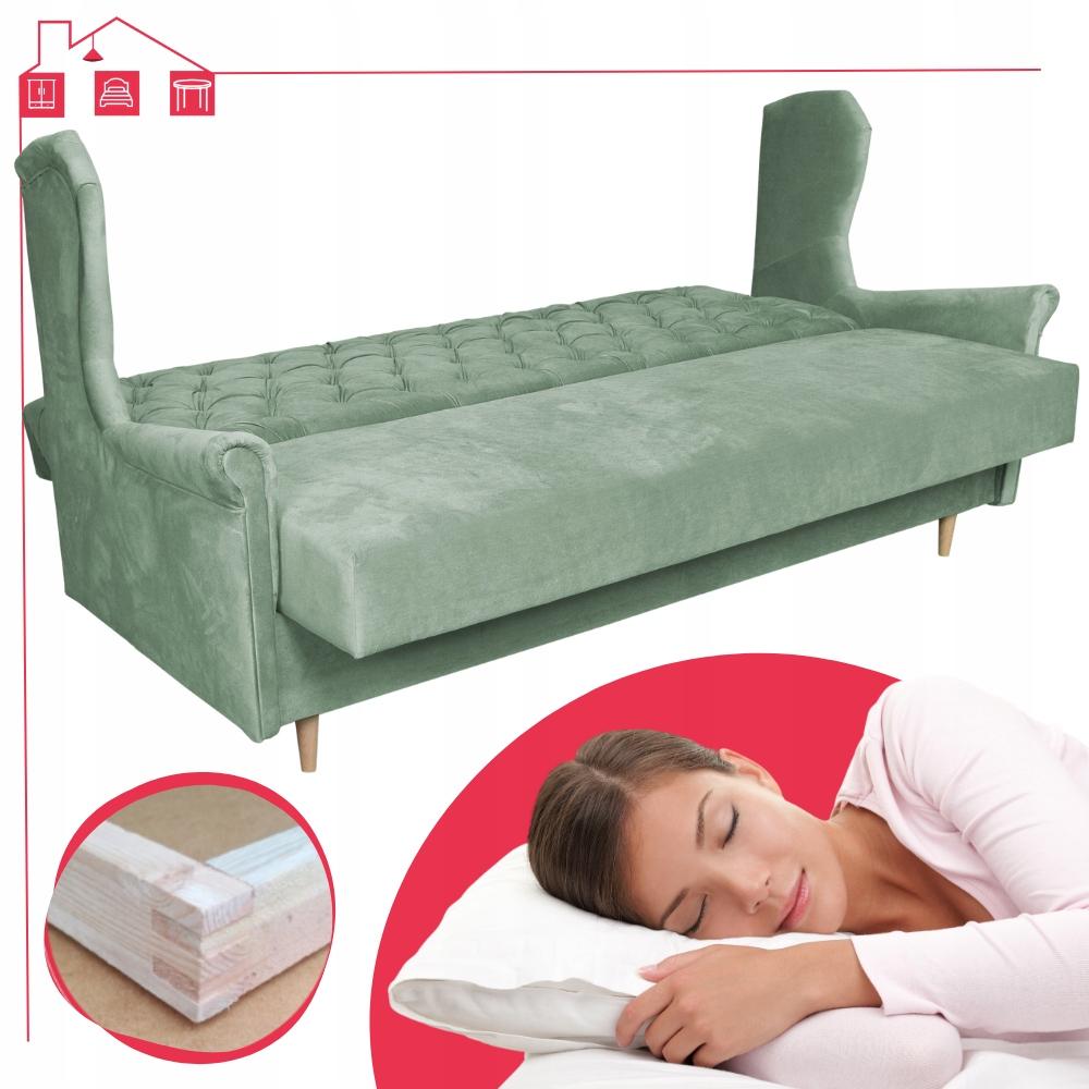 Диван-кровать 3-местный SOFA с ушами раскладной велюр GAJA зеленый Family Meble