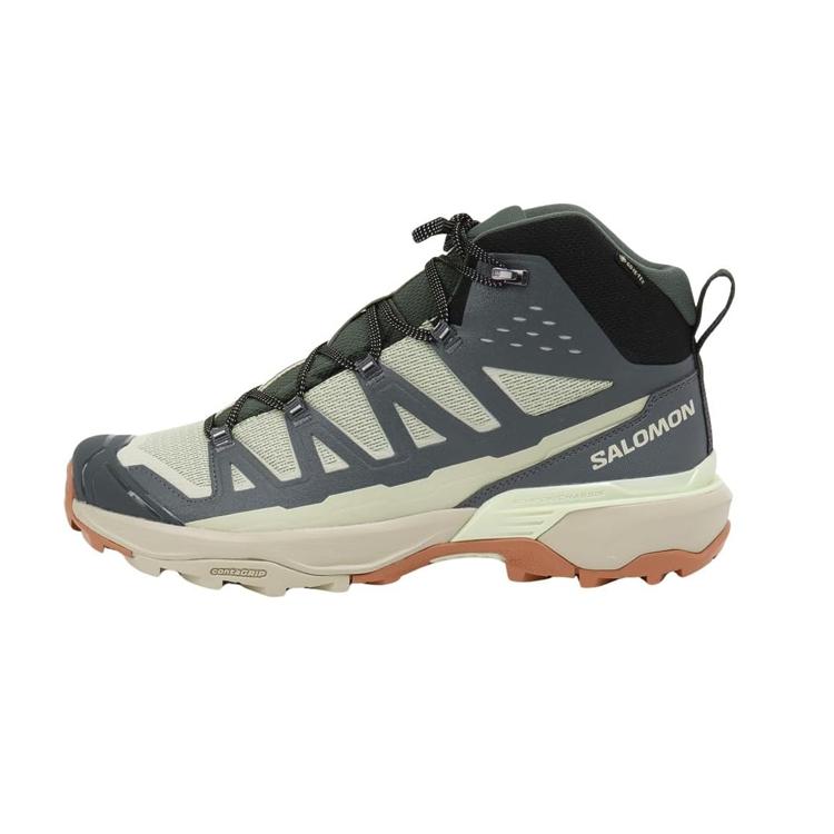 SALOMON X Ultra 360 Edge Mid Gore-Tex Round Toe Lace-Up Shock Absorbing Durable Mid-Top Hiking Shoes Men Hiking Shoes Gray Brown Yellow 474599