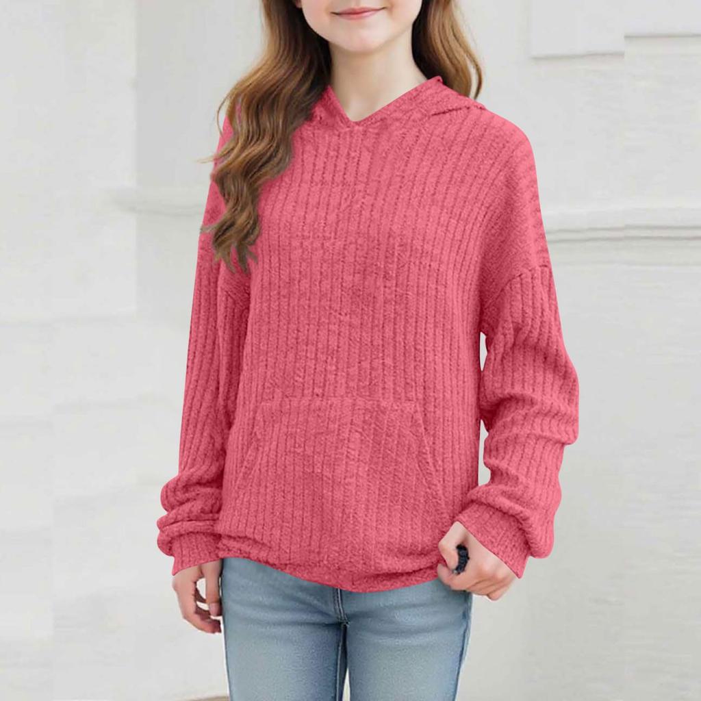 Детская толстовка с капюшоном, подростковый топ с длинным рукавом, игривый свитер, легкий трикотаж, коллекция осень/зима, зимняя одежда