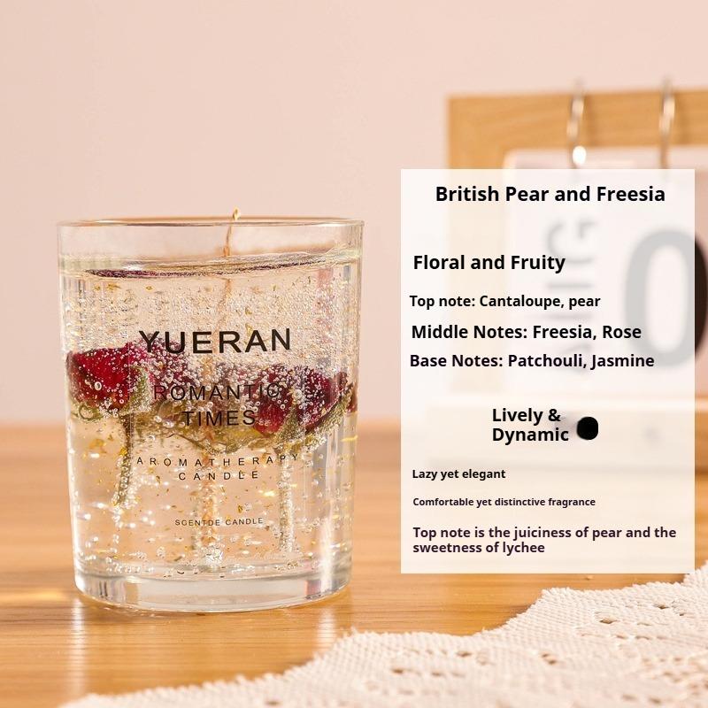 Свеча с ароматом желе из настоящих цветов, цветочная свеча в стеклянном стакане, ароматизатор для спальни, украшение, подарок