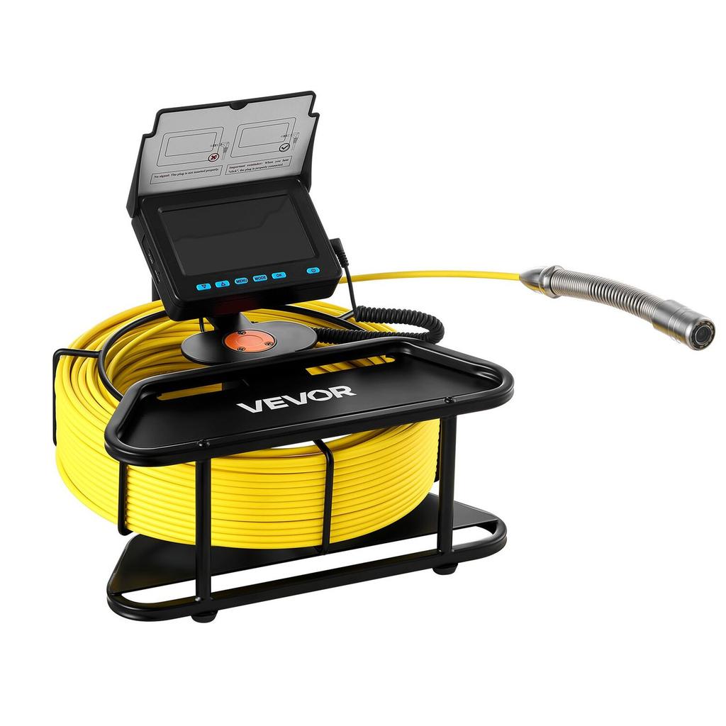 Sewer Camera, 50m, Self-Leveling Drain Inspection Camera with 1080P HD Screen, IP68 Waterproof Snake Plumbing Cameras with Lights - 12 LEDs & 16GB