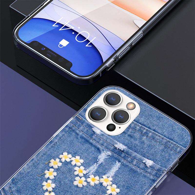 Джинсовый Ковбойский Деним С Принтом Чехол для Телефона Для iPhone 17 Air 16 Pro Max 16E 15 + 14 Plus 11 12 13 Mini 7 8 SE Подарок Печатная Крышка Fundas