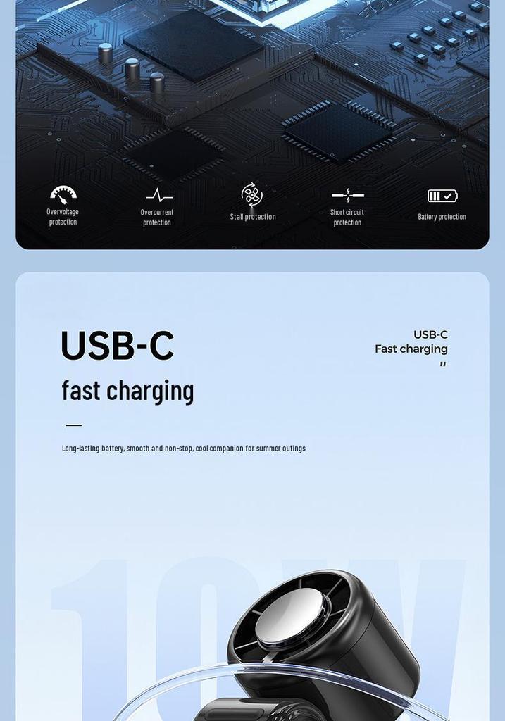 Ручной USB-перезаряжаемый высокоскоростной вентилятор с цифровым дисплеем и ледяным пакетом