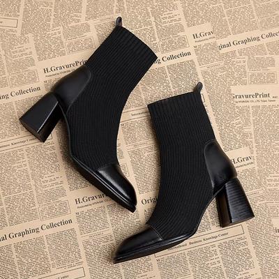 Новые классические женские короткие сапоги, новые модные ботинки челси на грубом каблуке с квадратной головкой, повседневные универсальные современные сапоги на высоком каблуке