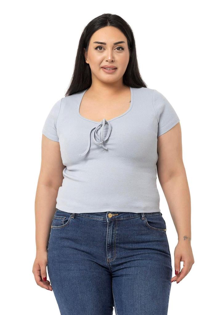 Women's Style Big Size Body Plus Size Half Sleeves Camisole Green Bodysuit With Lace Detail On The Chest