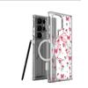 Прозрачный чехол с полным покрытием для iPhone 15/16/17 Pro Max с цветочным принтом и бантом, на магнитах