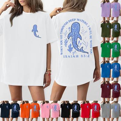 Женская футболка с круглым вырезом и короткими рукавами с принтом