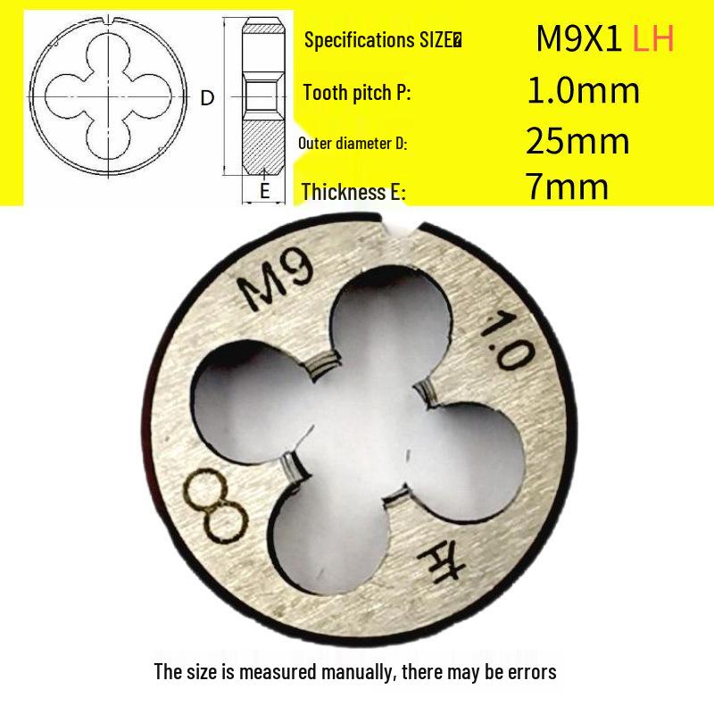 Метрическая круглая плашка M8-M11, Размеры резьбы: 1.5, 1.25, 1, 0.75, 0.5 Крупный/Мелкий, По часовой стрелке/Против часовой стрелки/Левая рука