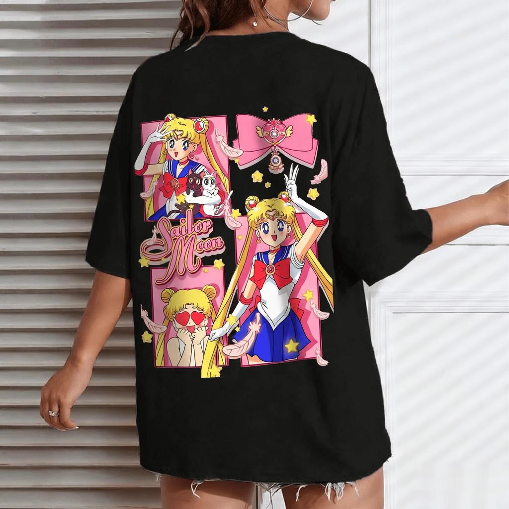 2026 New Sailor Moon Anime Printed Short Sleeve Tshirt Unisexs and Womens Tshirt Unisexs Top Sports Tshirt Harajuku Y2K Tee