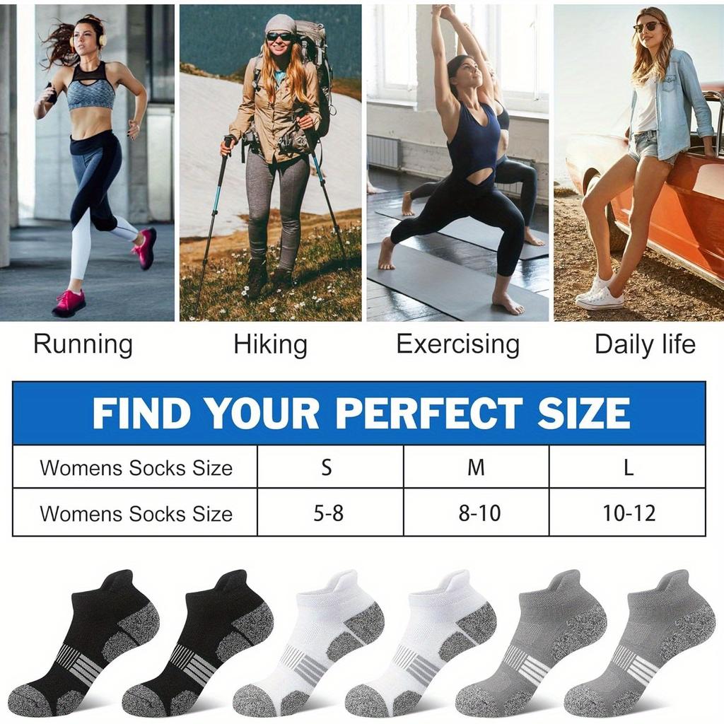 Высокое качество6 пар женских компрессионных носков для бега, толстые амортизирующие носки до щиколотки с низким вырезом, спортивные носки с полосатым дизайном, дышащий полиэстер, машинная