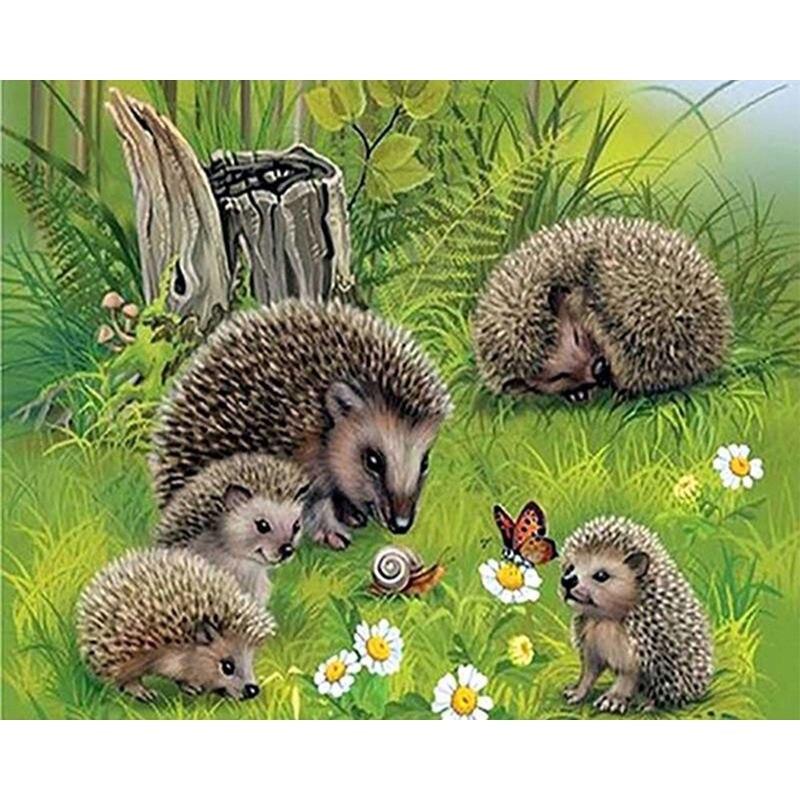5d полная дрель круглая алмазная живопись ёжик для детей мозаика животное алмаз ручной работы подарок домашний декор 40x50 см