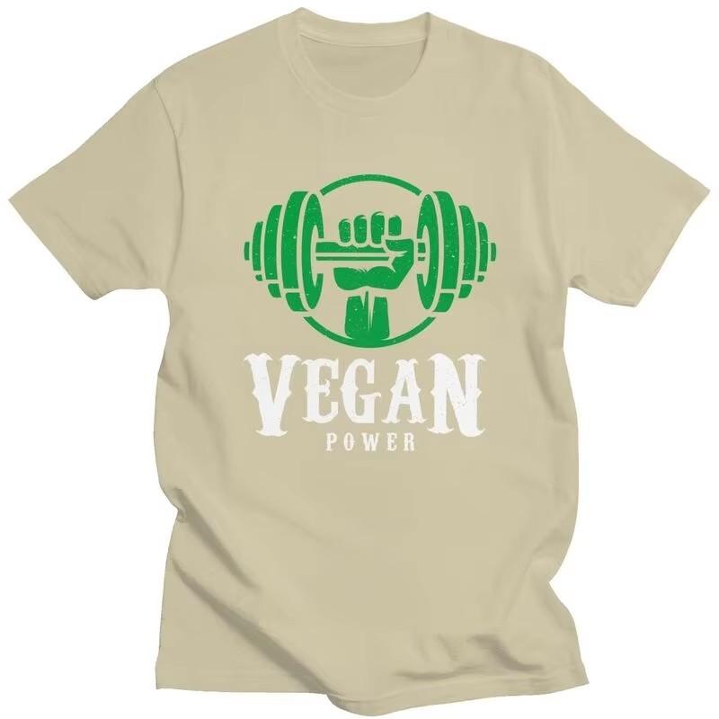 Vegan Power Graphic Tee for Unisex Short Sleeve Pure Cotton Breathable T-Shirt