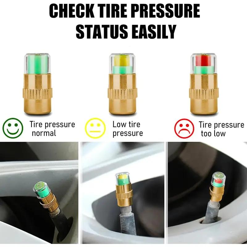 4 Pack 3 Color Indicator Tire Pressure Monitor Valve for Small Medium Motorcycle Bicycle Tire Pressure Monitoring and Alert