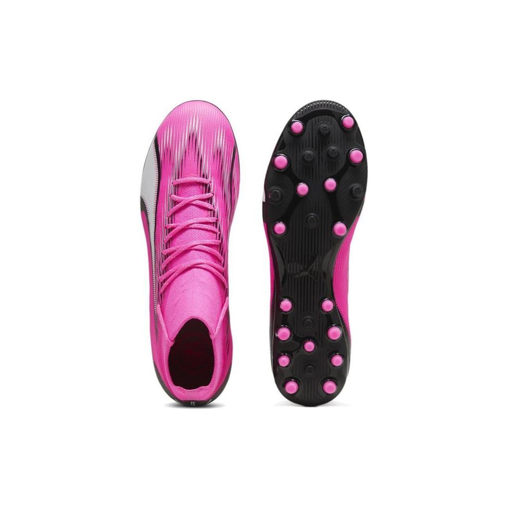 Puma Ultra Pro Round Toe Comfortable MG (Rubber Short Studs) Mid-Top Soccer Shoes Men Soccer Shoes Pink Black White 107752-01