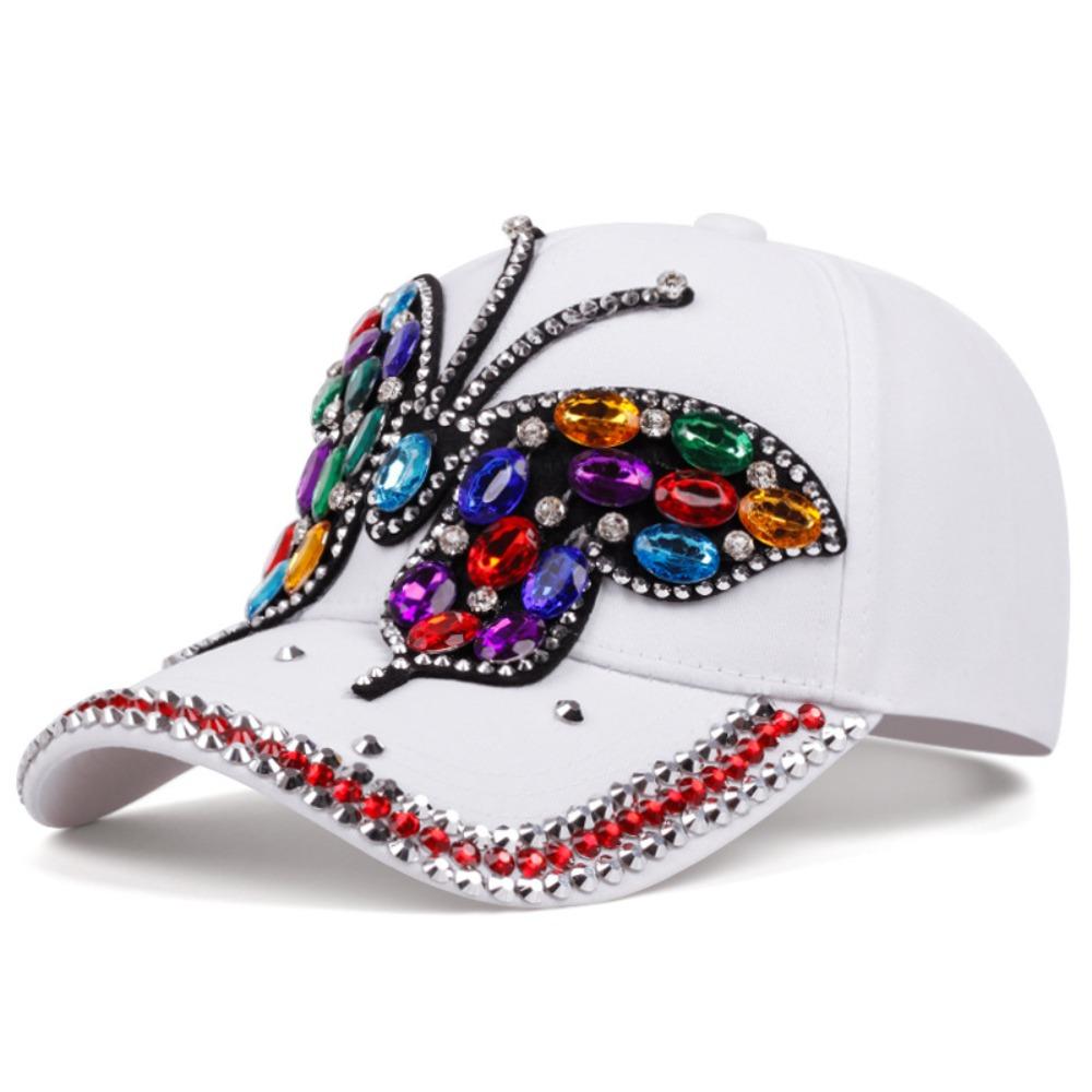 Adjustable Baseball Cap Butterfly Diamond Sun Protection Cap Versatile Denim Cap  Unisex
