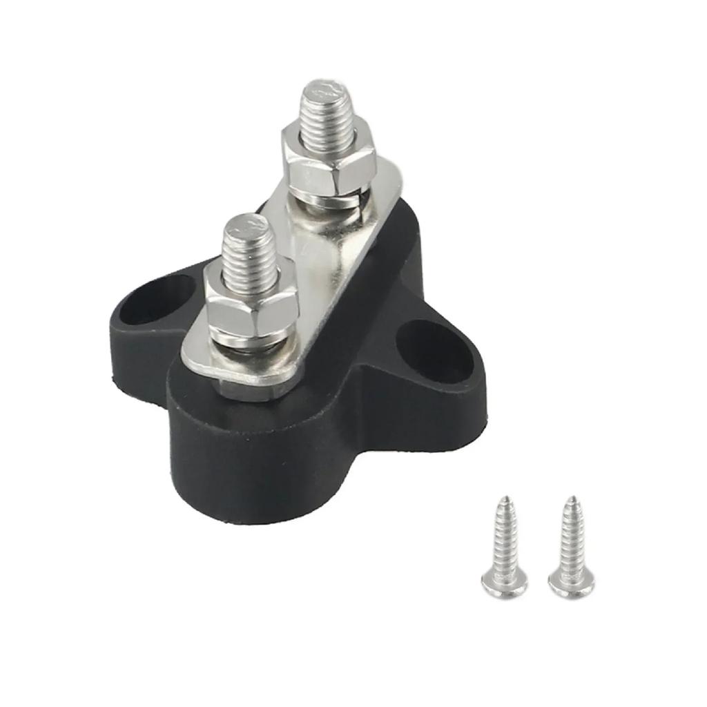 Reliable M6 Dual Connection Bolt Terminal Blocks for 12 48V DC Battery Wiring on For Cars Boats and Industrial Machinery